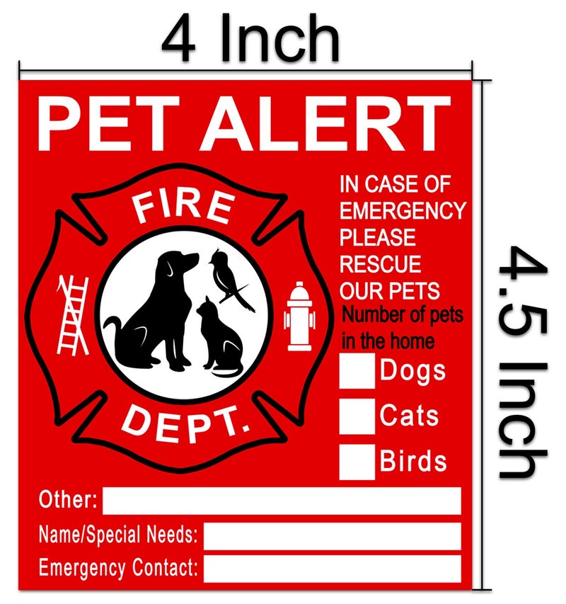 Remarkable Pet Inside Sticker - 8 Pack Pet Alert Safety Fire Rescue Sticker Decal-Save Our Cat/Dog Pets in a Fire Emergency, Firefighters Will See Alert on The Window, Door, or House and Rescue Our Family. - Image 2